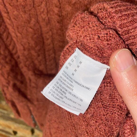 American Eagle Rust Red Pullover Side-Zip Sweater Women's Size Medium - Picture 5 of 6